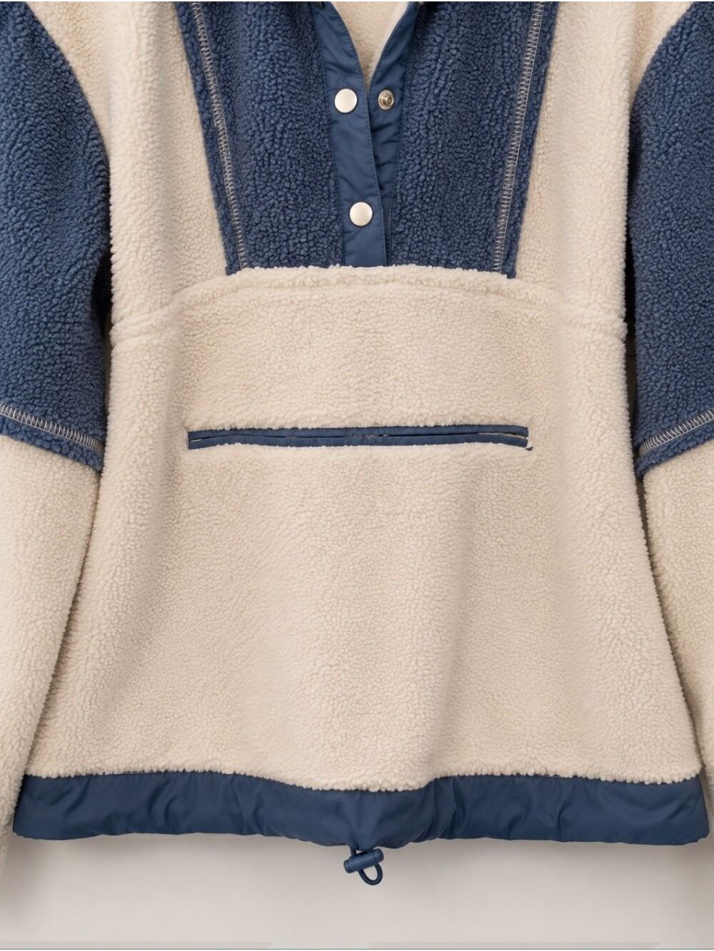 So Me Cream Blue Sherpa Pullover Hoodie Size Small - Picture 6 of 9